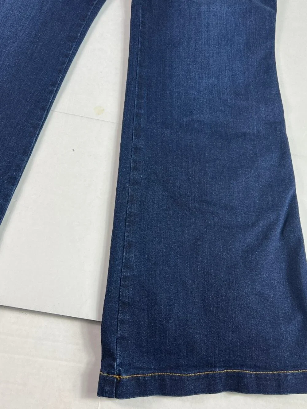 Spanx Jeans Women Petite 35x31* Pull On Flare High Rise Dark Blue Denim Tag 1X P